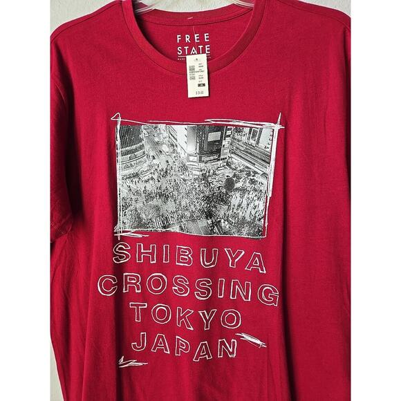 NWT Free State Men's T-Shirt XL Shibuya Crossing Tokyo Japan Red Graphic Tee - Picture 2 of 4